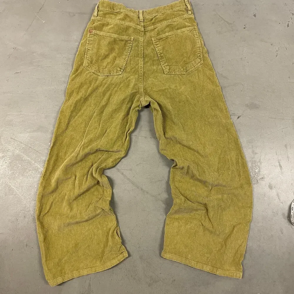 Y2K green corduroy baggy wide leg skater bdg urban outfitters jeans 29x27